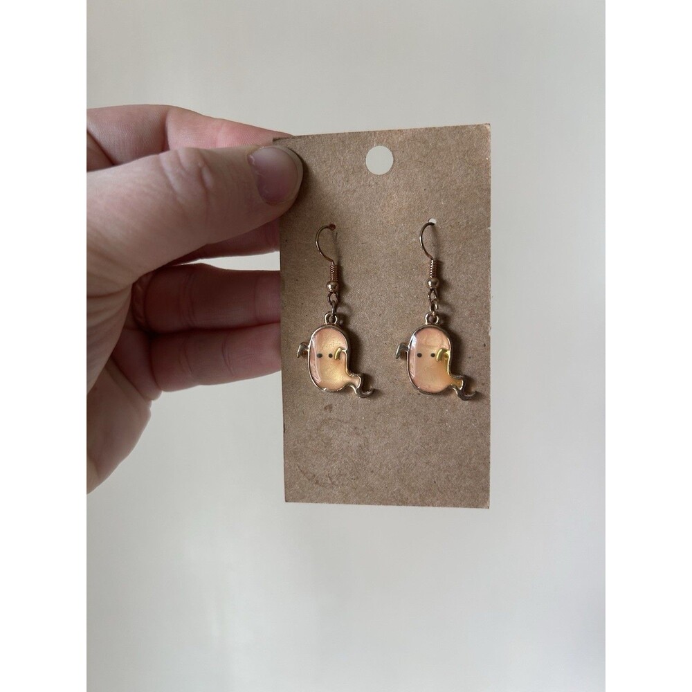Alloy Hanging Ghost Earrings Punk Goth Alternative Emo Halloween Spooky